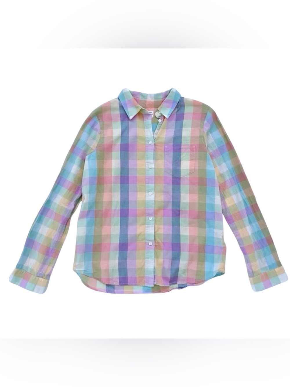 Madewell Pastel Plaid Button Down Gingham Plaid Long Sleeve Shirt Small